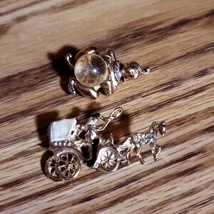 Genie and horse with carriage pins, vintage